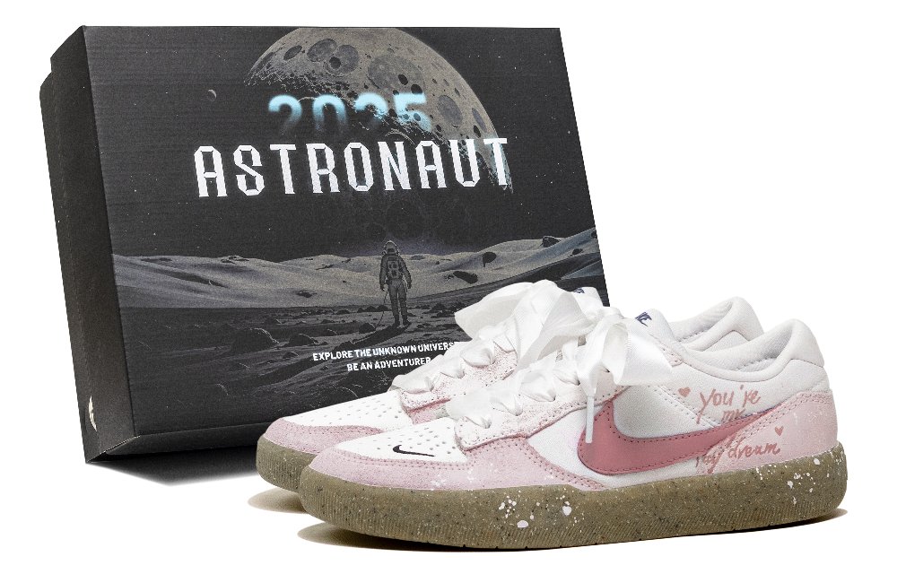 Nike SB Force 58 Spring Falling Cherry Blossoms Abrasion Resistant Low Top Skateboard Shoes Unisex Pink White