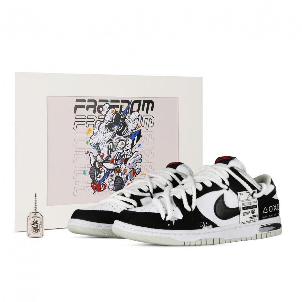 Nike Dunk Anti-Slip Wear-Resistant Low-Top Skateboard Shoes Men's Black White