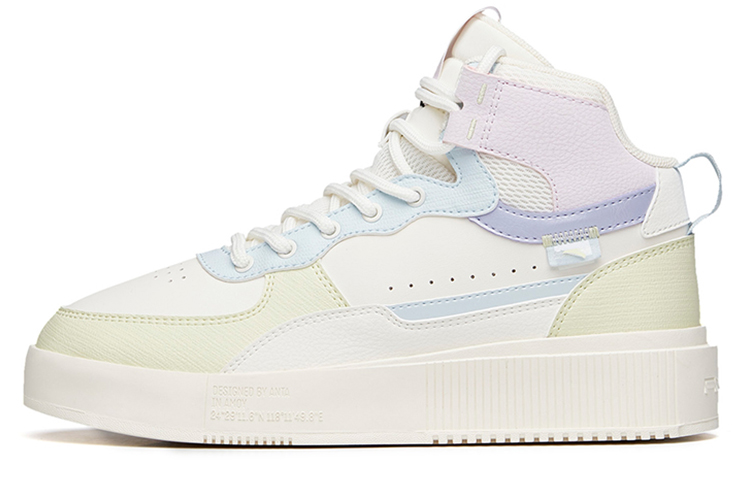 Anta Anti-Slip Wear-Resistant High-Top Skateboard Shoes Women's White Green