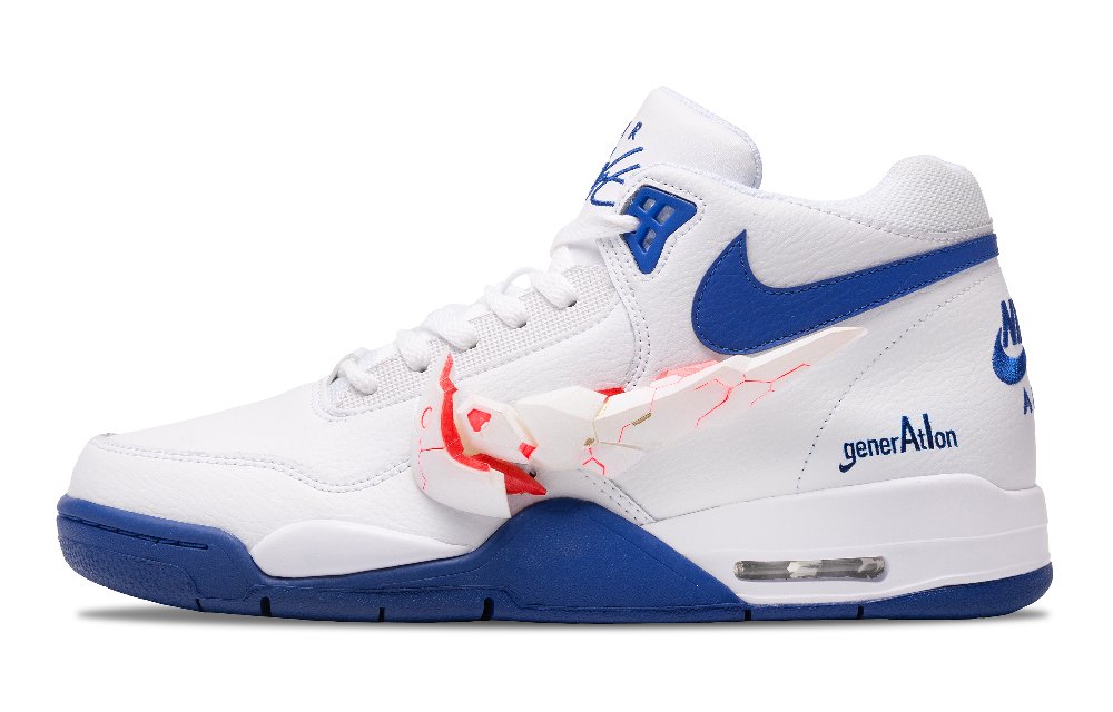 Nike Flight Legacy Gundam Slip-Resistant Water-Resistant Mid-Top Vintage Basketball Shoes Men's White Blue Red