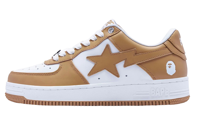 A BATHING APE Bape STA Stylish Skateboarding Shoes Women's White Brown