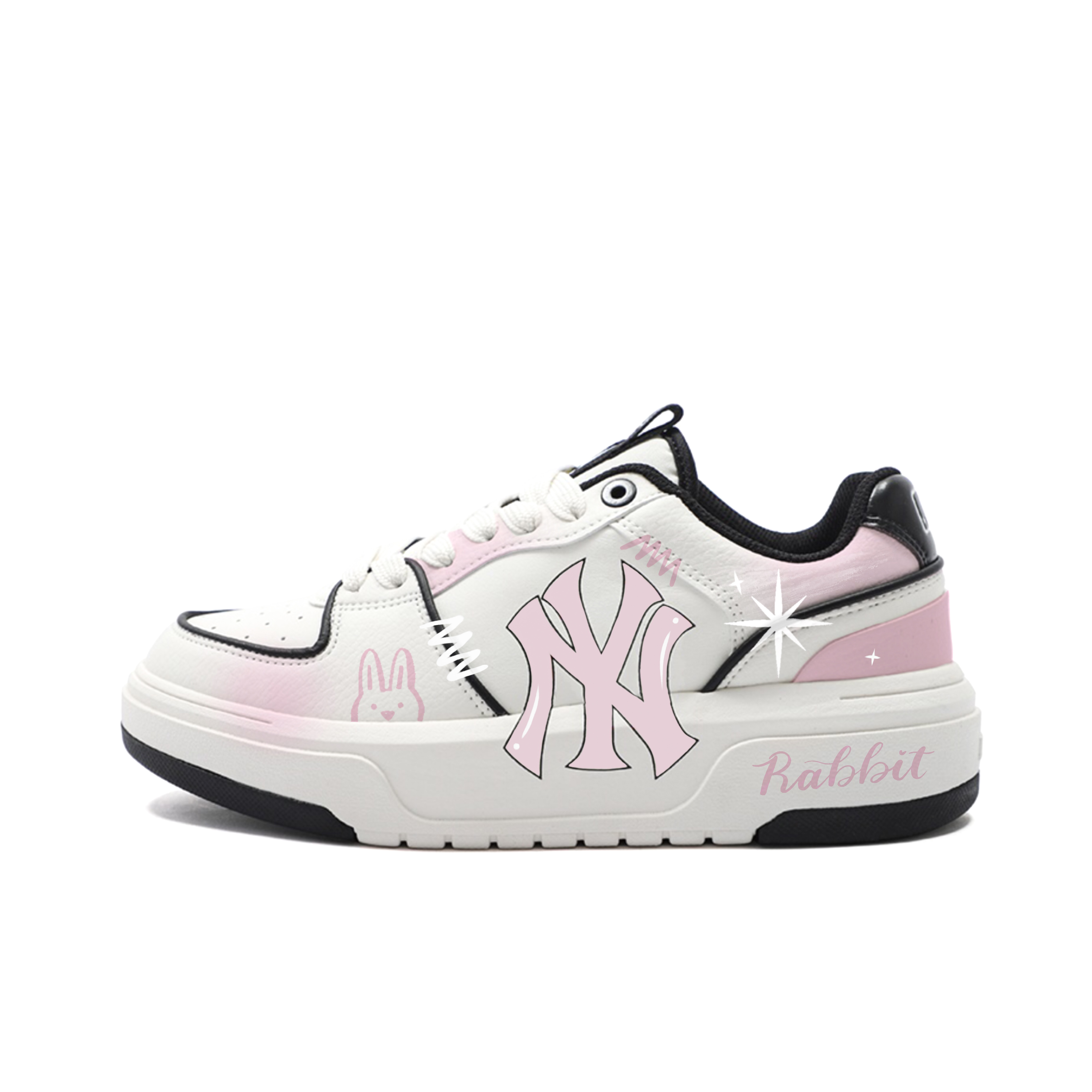 MLB Chunky Liner Abrasion Resistant Low top Skateboard Shoes Women's White Pink