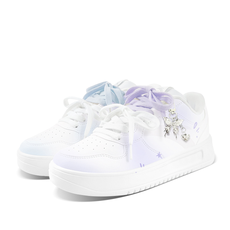 Anta Relaxed Anti Slip Wear Resistant Low Top Skateboard Shoes Unisex Purple Blue Mismatched