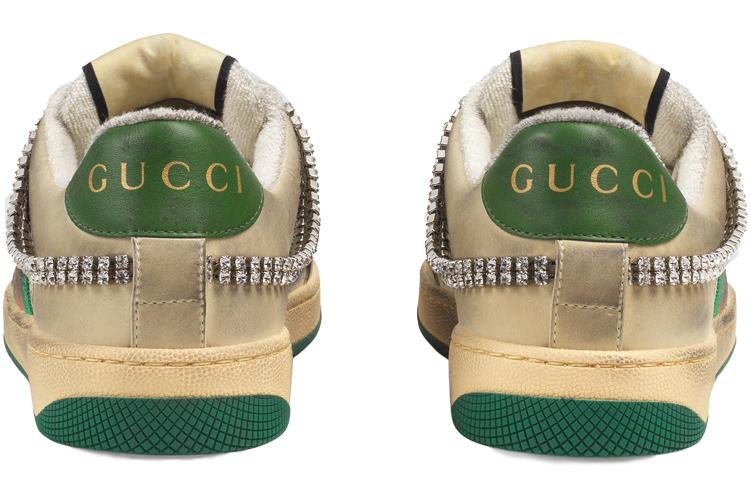 GUCCI Women's Screener 'Off White Green Crystals' купить в интернет-магазине Yoocart с быстрой доставкой по России.