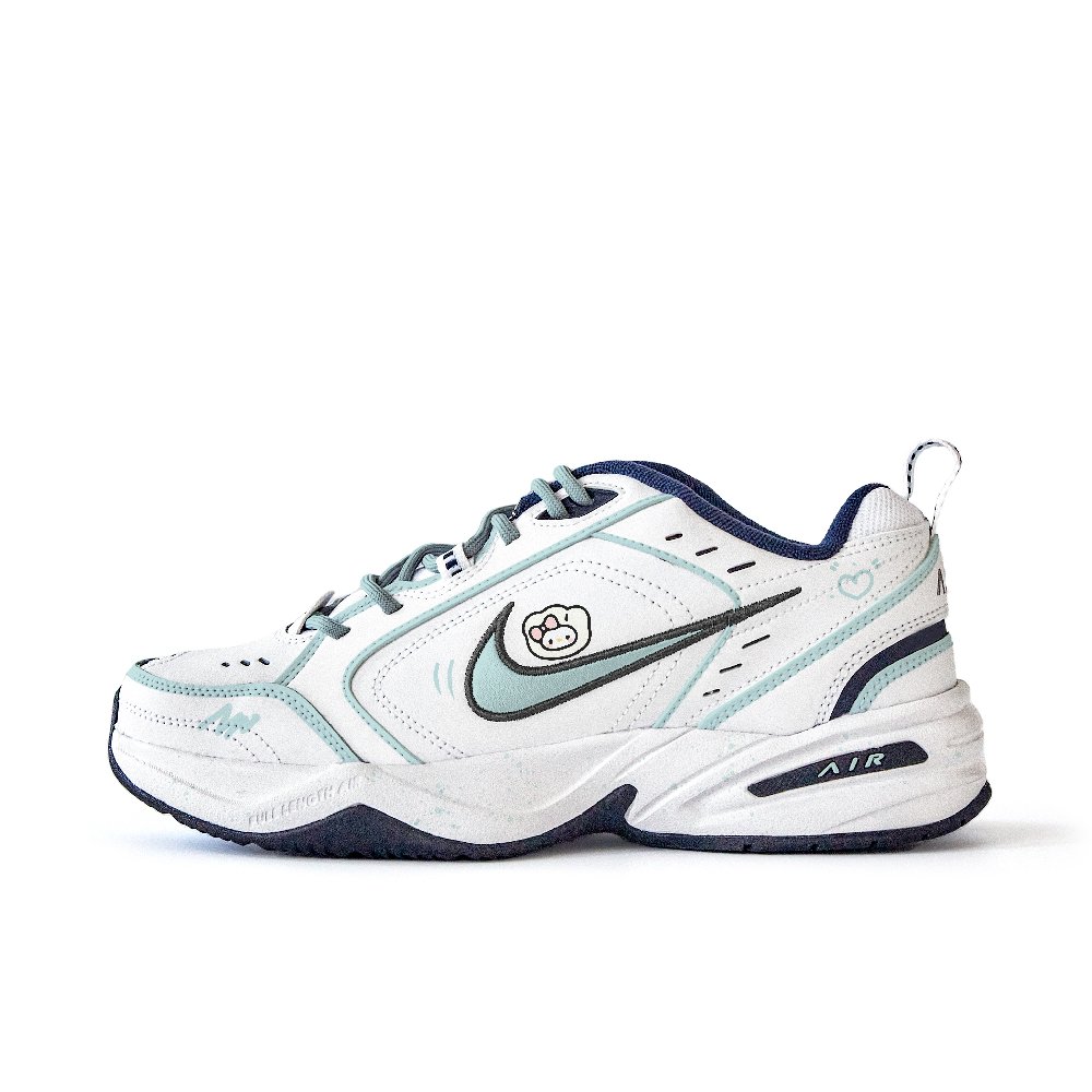 Nike Air Monarch 4 Anti-Slip Wear-Resistant Low-Top Chunky Sneakers Unisex White Green