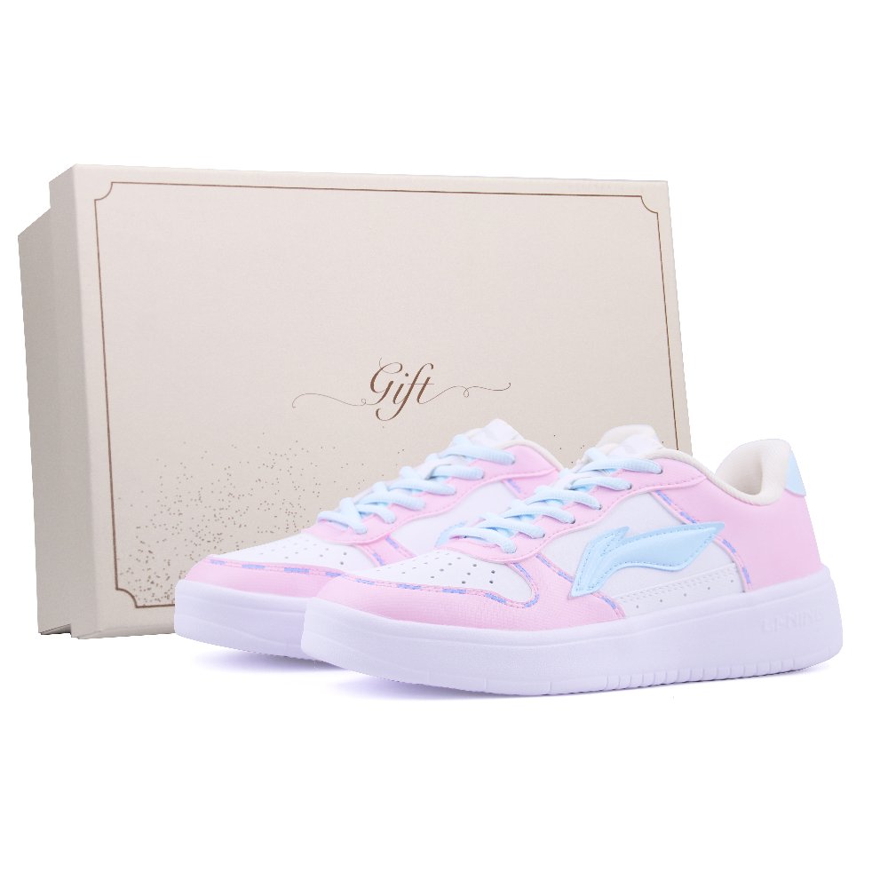 LiNing Pontoon Boats Abrasion Resistant Breathable Moisture Wicking Low Top Skateboard Shoes Men's Pink