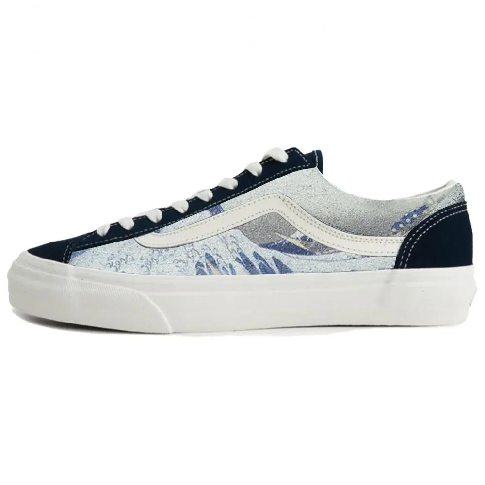 Vans Style 36 Floating World Painting Cushioning, Wear Resistant Low top Skateboard Shoes Unisex Blue White