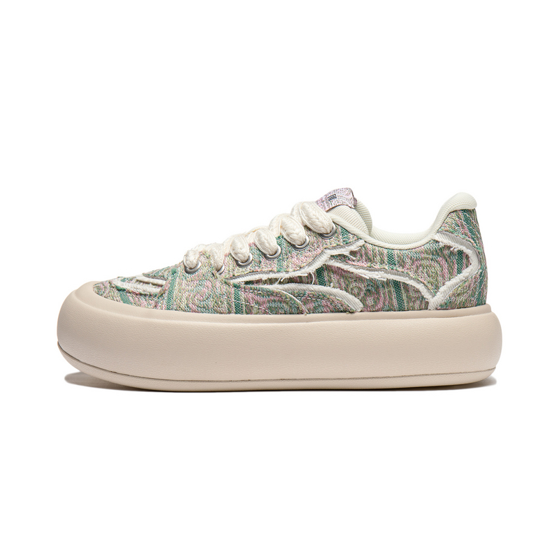 LiNing Puff Platform Anti-Slip Wear-Resistant Low-Top Skateboard Shoes Women's Green