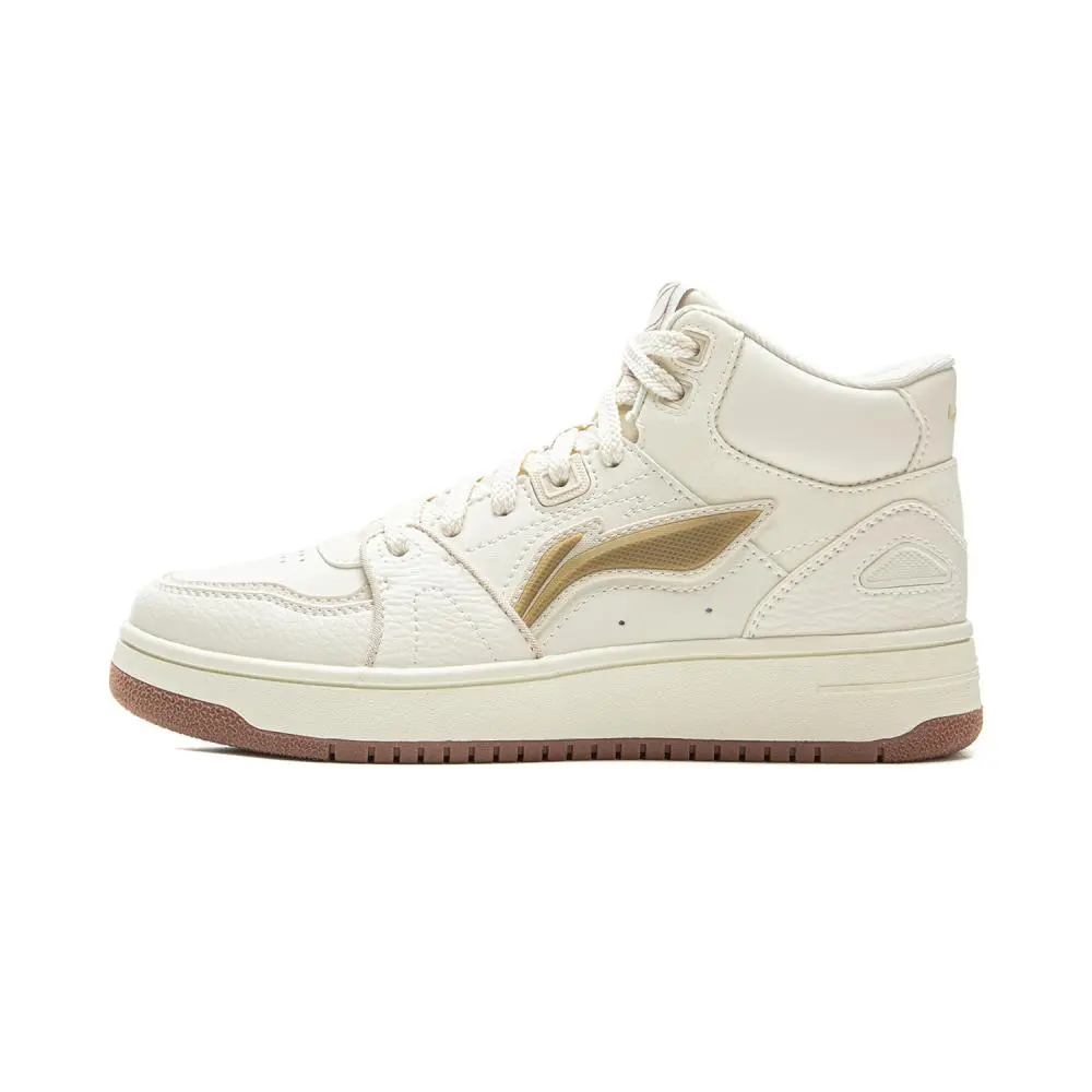 LiNing Tianji HI Abrasion Resistant Slip Resistant Mid top Skateboard Shoes Women's Mother Of Pearl White