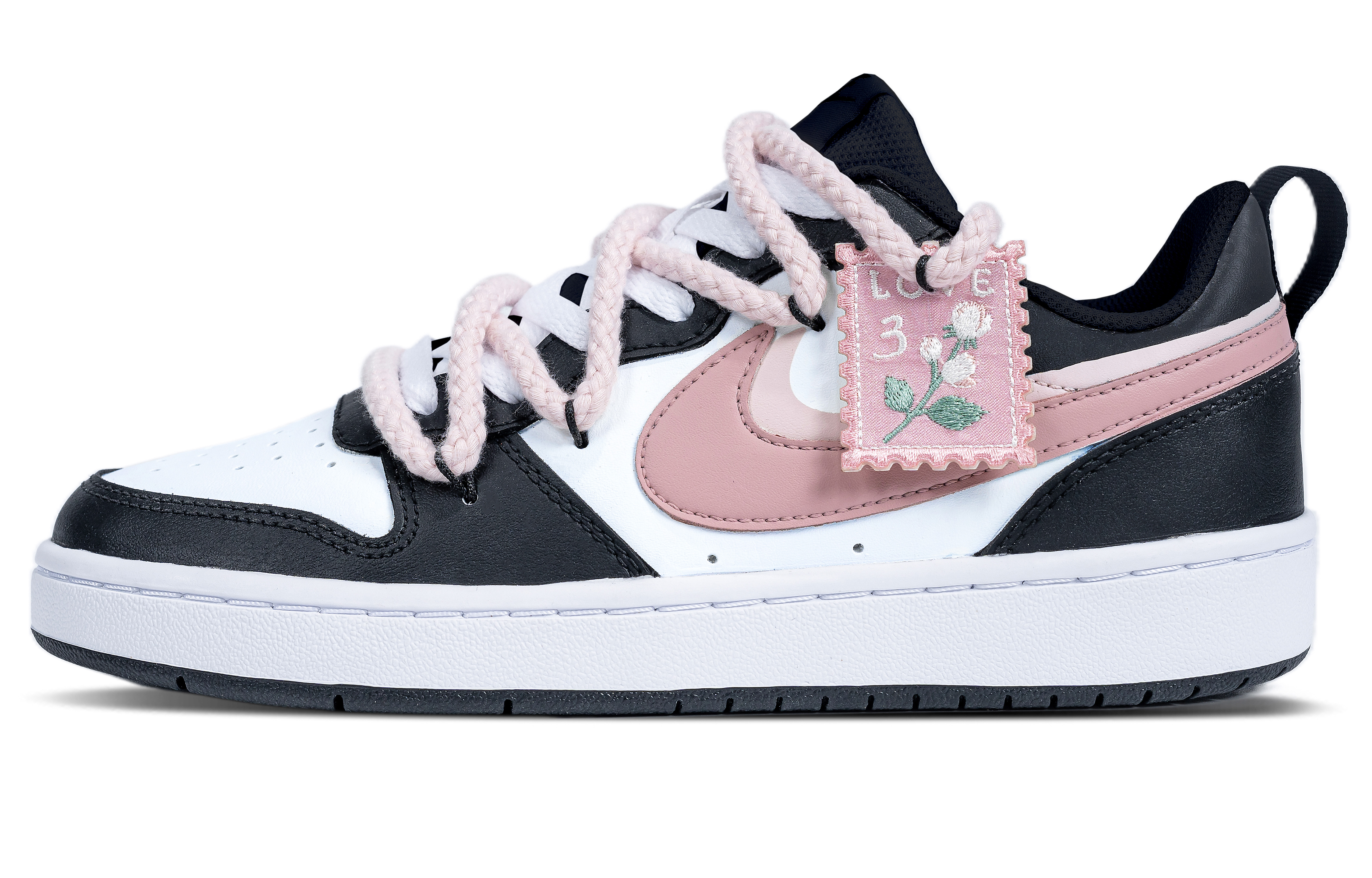 Nike Low 2 Gothic Pink Rose Slip Resistant Abrasion Resistant Low top Skateboard Shoes Women's Black Pink