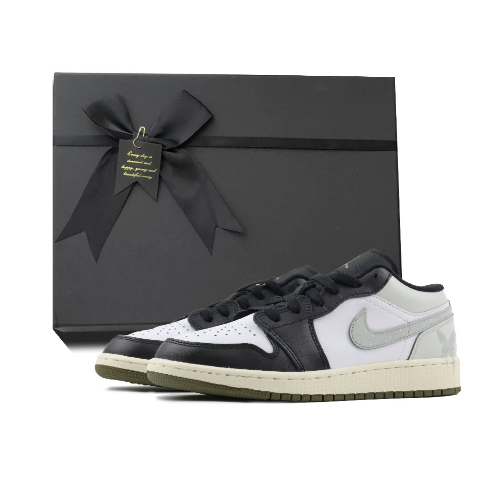Jordan Air Jordan 1 Abrasion Resistant Support Low Top Vintage Basketball Shoes Unisex Gray