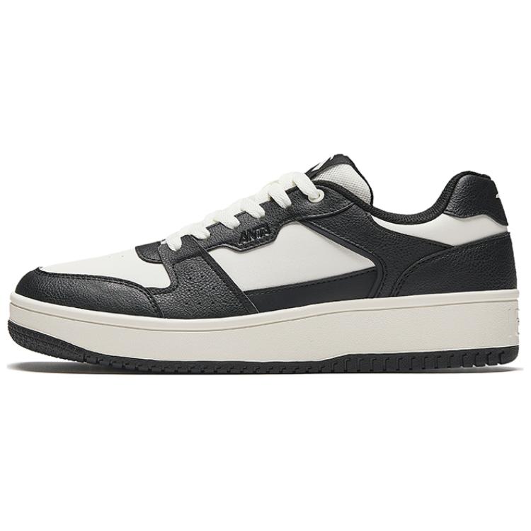 Anta Broken Bamboo Wear-Resistant Slip-Resistant Low-Top Skateboard Shoes Men Black White