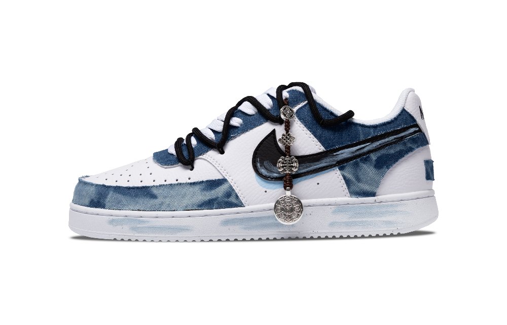 Nike Court Vision 1 Teal World Anti Slip Wear Resistant Low Top Skateboard Shoes Men's Blue White