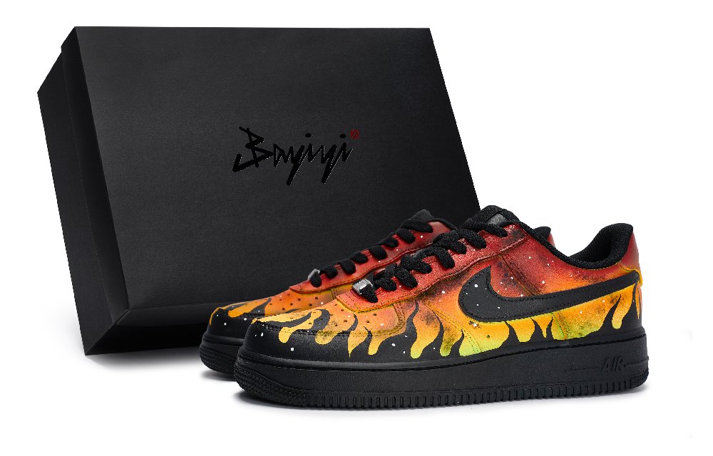 Nike Air Force 1 Anti-Slip Wear-Resistant Low-Top Skateboard Shoes Unisex Black Red Orange Yellow