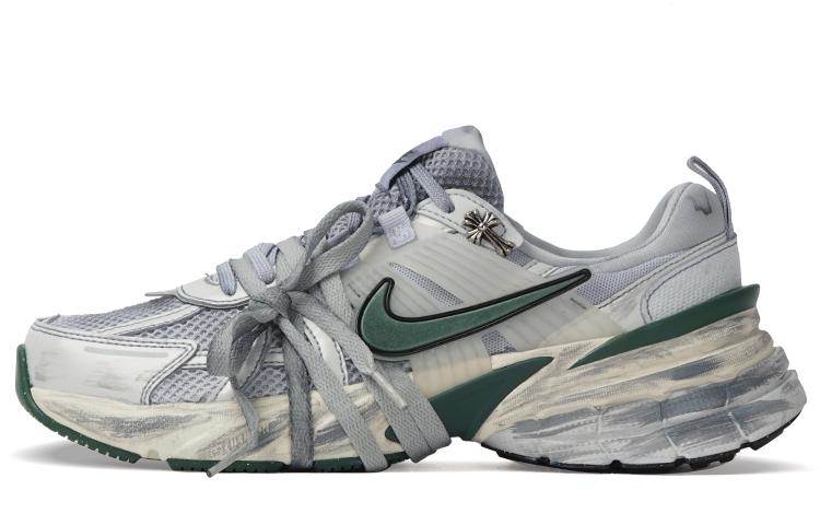 Nike V2K Run Shock Absorbers With Slip Resistant And Abrasion Resistant Properties Low Top Running Shoes Women's Gray