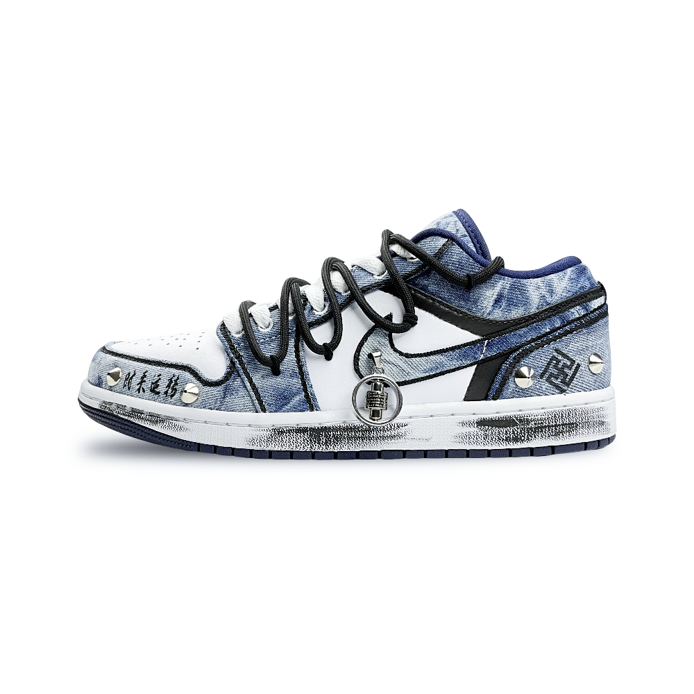 Jordan Air Jordan 1 Turn Of Fortune Anti-Slip Wear-Resistant Low-Top Vintage Basketball Shoes Men's Sky Blue