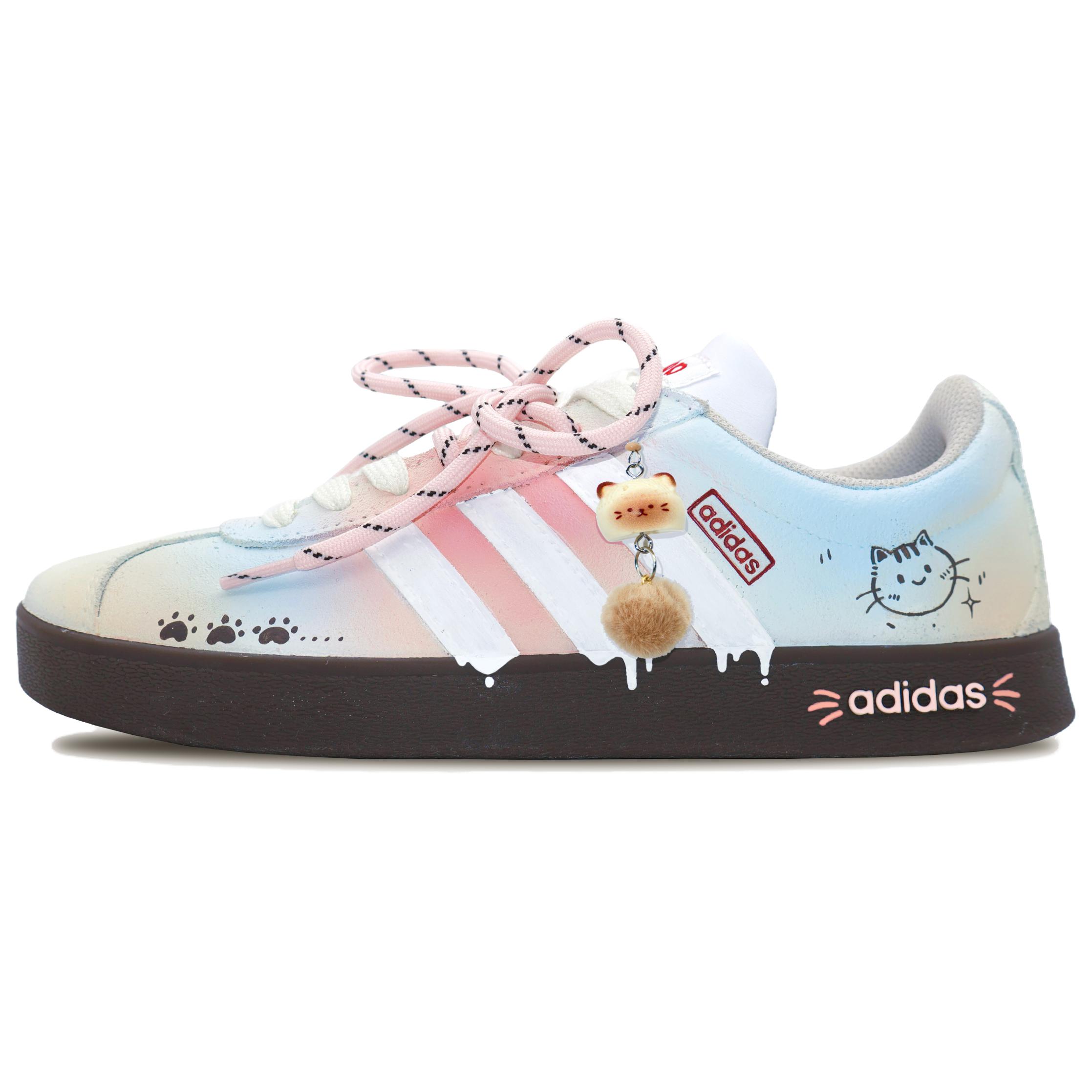 Adidas VL COURT 2.0 Milk Kitten, Shopping Bag Abrasion Resistant Low Top Skateboard Shoes Women's Blue Pink купить в интернет-магазине Yoocart с быстрой доставкой по России.