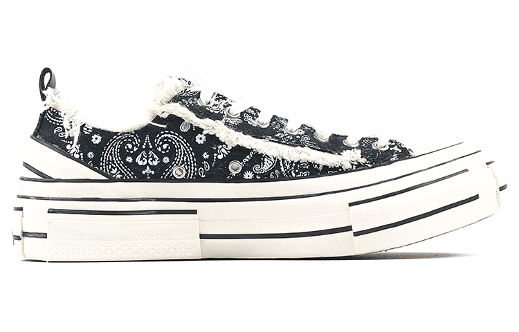VESSEL G.O.P. Lows Paisley Low top Canvas Shoes Unisex Black White