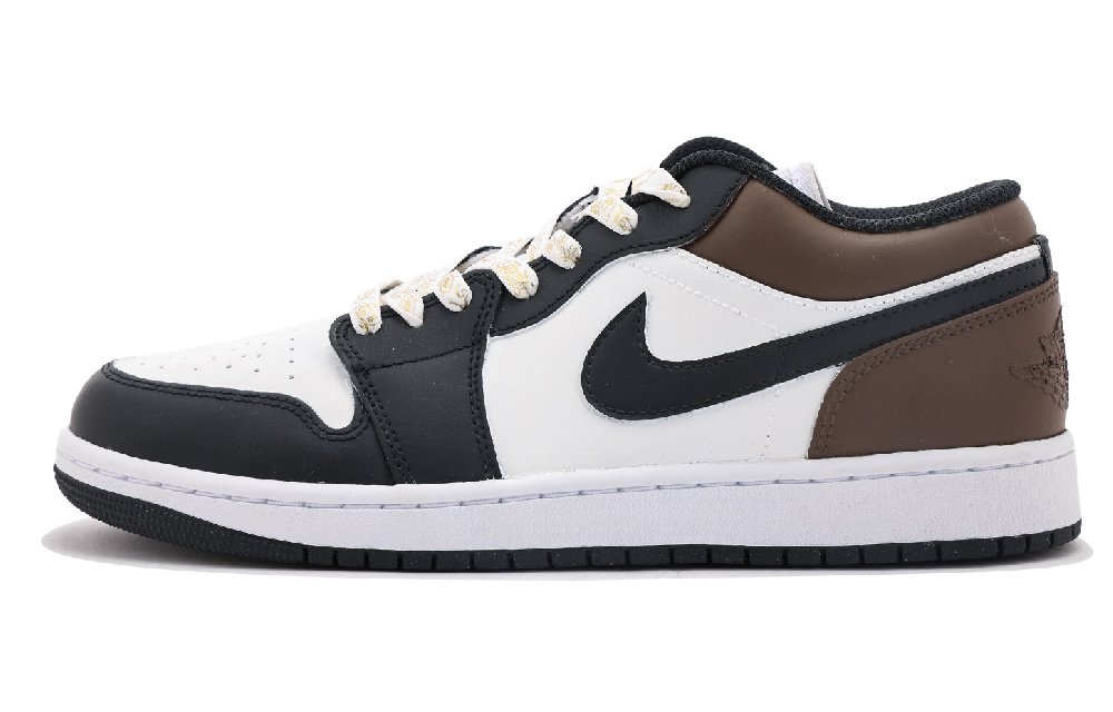 Jordan Air Jordan 1 Abrasion Resistant Coverage Low Top Vintage Basketball Shoes Unisex Black Brown