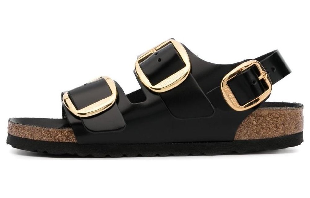 Birkenstock Women's Milano Big Buckle Natural Patent Leather Narrow 'Black' Women's