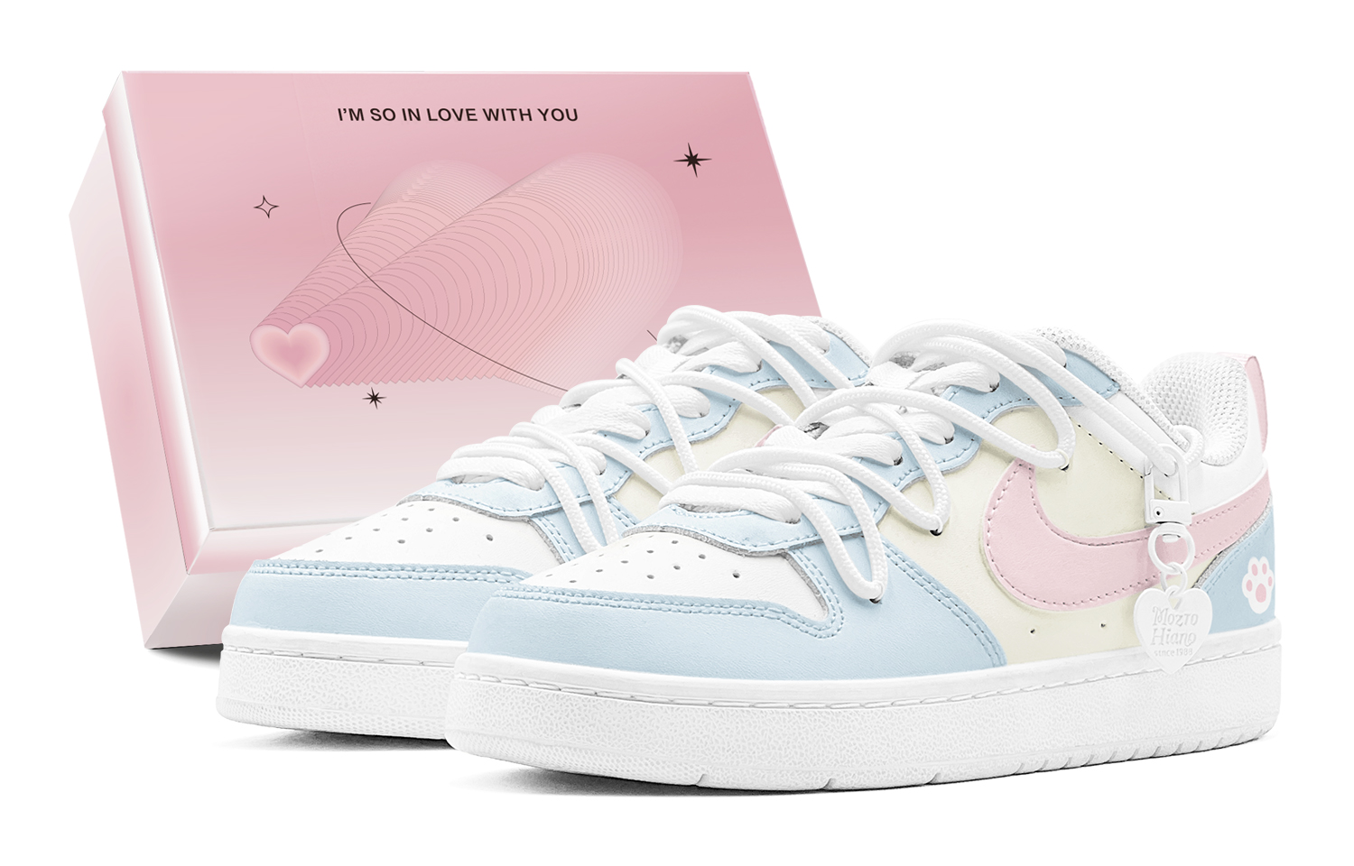 Nike Court Borough Low top Skateboard Shoes Women's Pink Blue