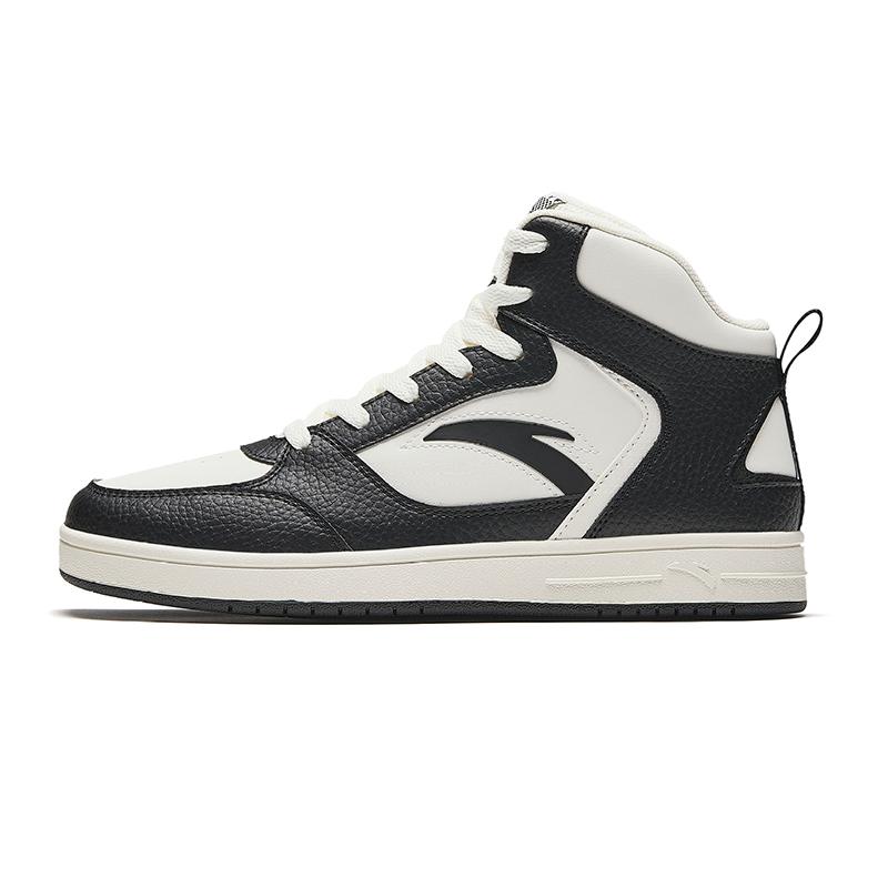 Anta Little Zero Feel Oreo Height Increasing Lightweight Mid-Top Skateboard Shoes Women's White Black
