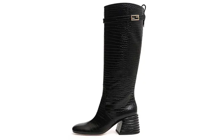 FENDI Baguette Knee high Boots Women's Black