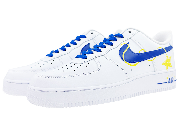 Nike Air Force 1 Low 07 Low-Top Skateboard Shoes Men's Yellow Blue
