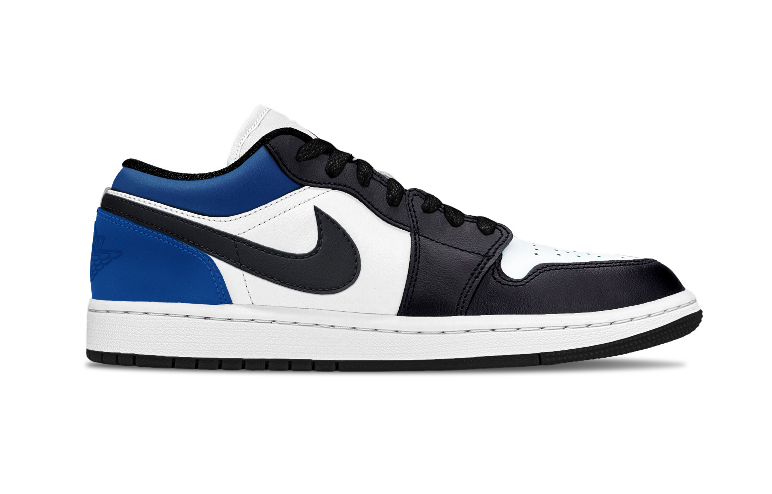 Jordan Air Jordan 1 Hiroshi Fujiwara Abrasion Resistant Low Top Vintage Basketball Shoes Unisex Black Blue