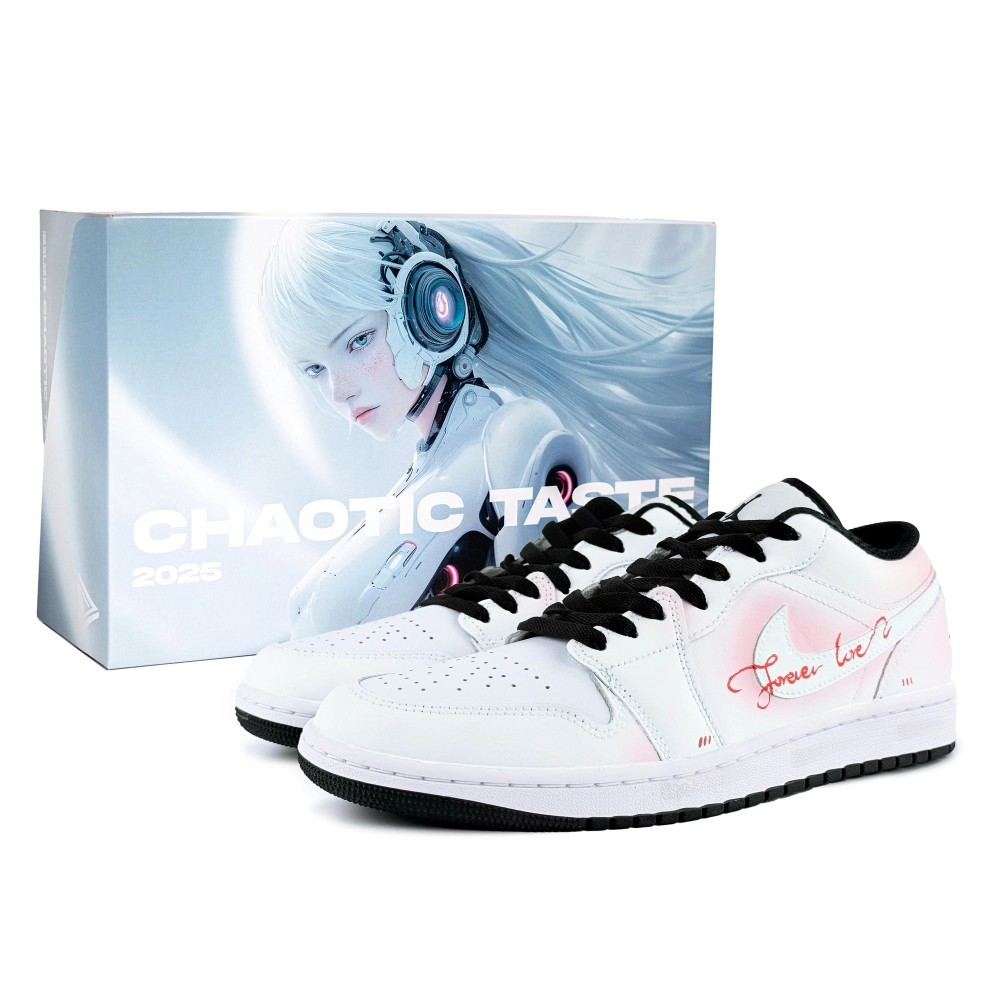 Jordan Air Jordan 1 Cushioning, Wear Resistant Low top Vintage Basketball Shoes Men's Pink White