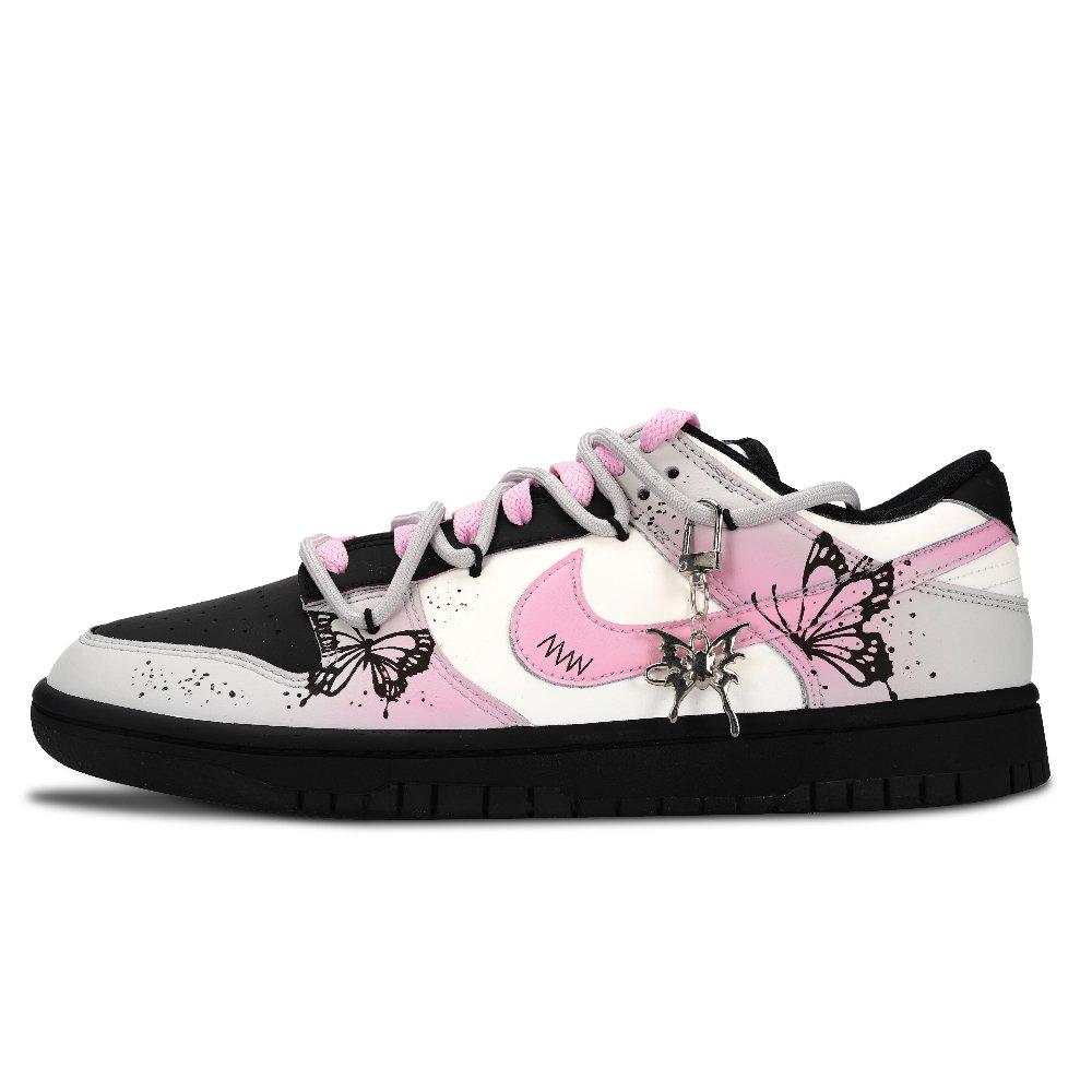 Nike Dunk Black White, Flying Together Abrasion Resistant Low Top Skateboard Shoes Unisex Gray Pink