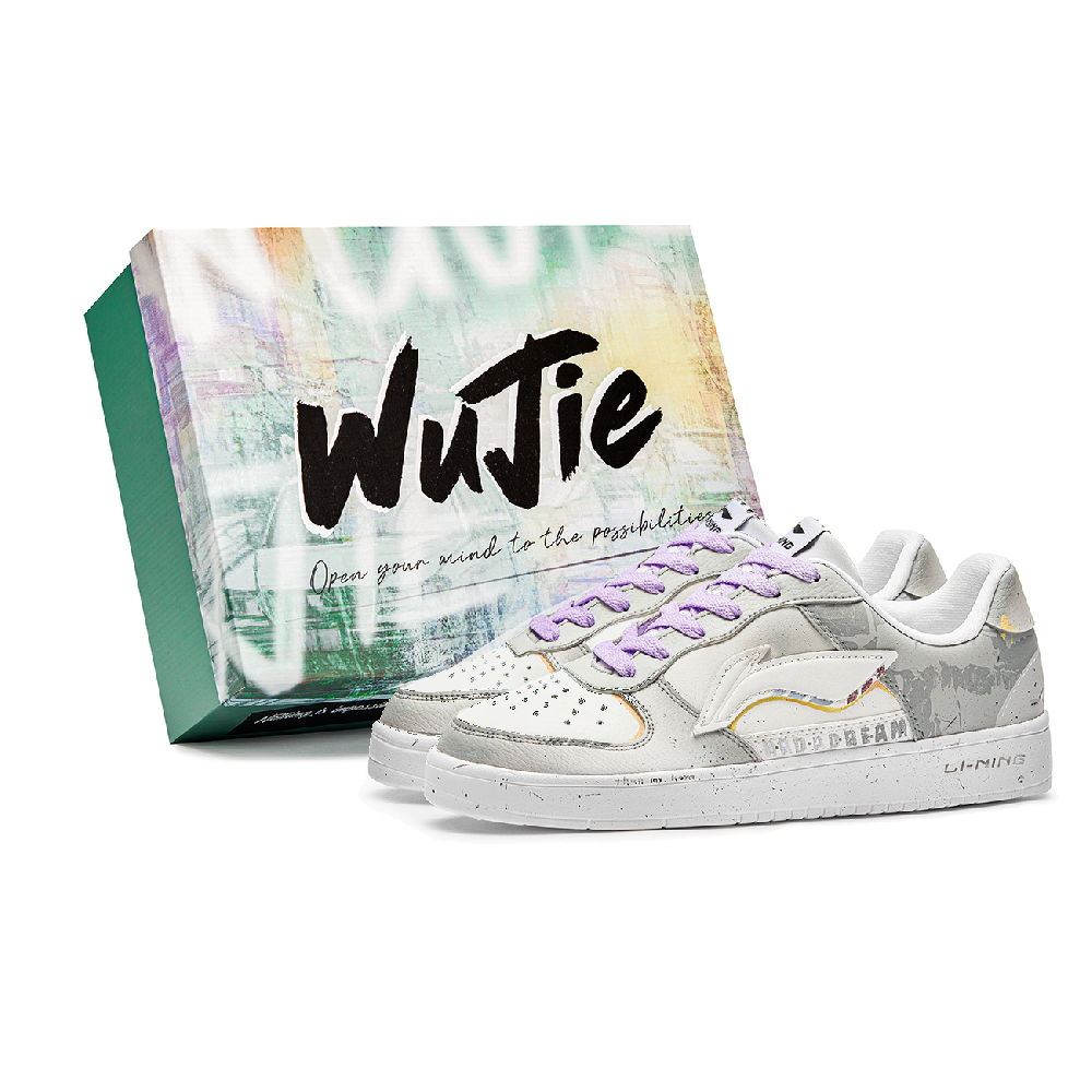 LiNing Pontoon Boats Slip Resistant Cushioning Abrasion Resistant Low Top Skateboard Shoes Men's Gray Purple