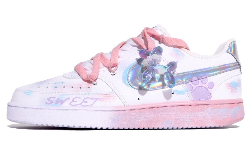 Nike Court Vision 1 Low Low-Top Skateboard Shoes Women's Pink White