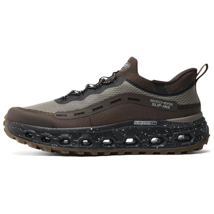 Skechers OUTDOOR Breathable Height Increasing Low-Top Casual Shoes Men's Brown Black