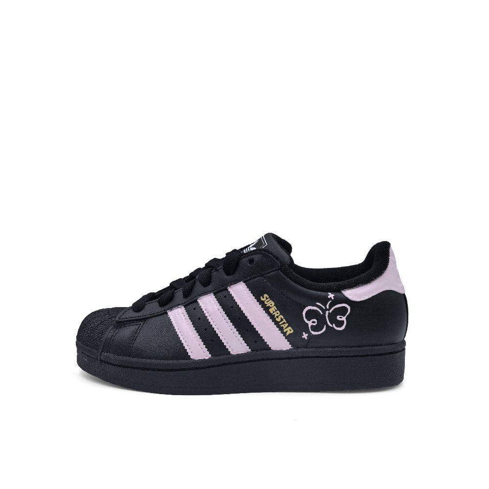 Adidas Originals SUPERSTAR Pink Butterfly Anti Slip Wear Resistant Low Top Skateboard Shoes Unisex Black Pink
