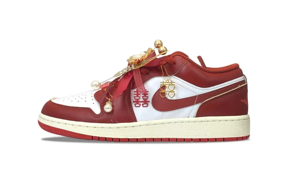 Jordan Air Jordan 1 YDCC Jintime, Wedding Shoes Cushioning, Wear Resistant Low top Vintage Basketball Shoes Unisex Red