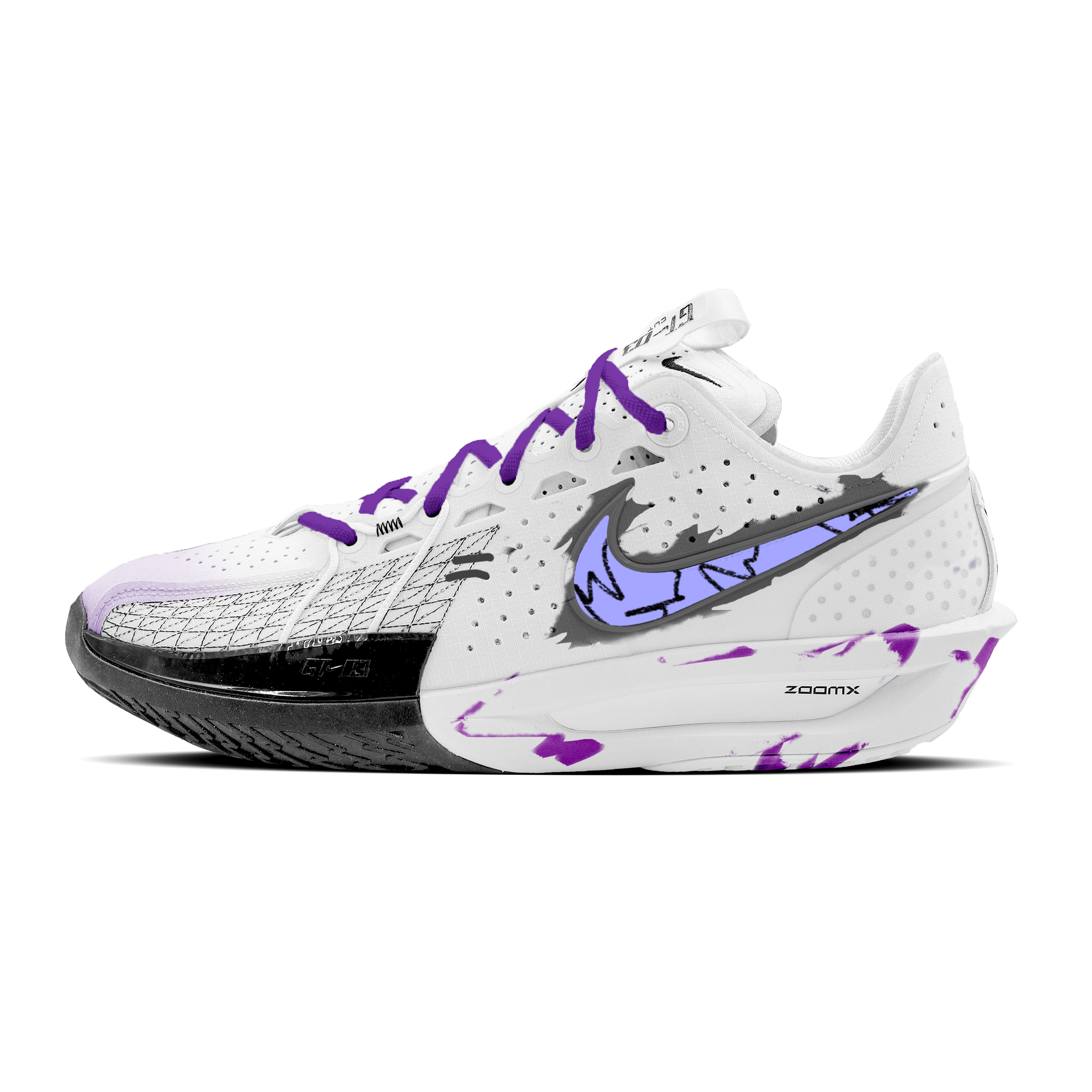 Nike Air Zoom G.T. Cut 3 Basketball Shoes Unisex Low top Black White Purple
