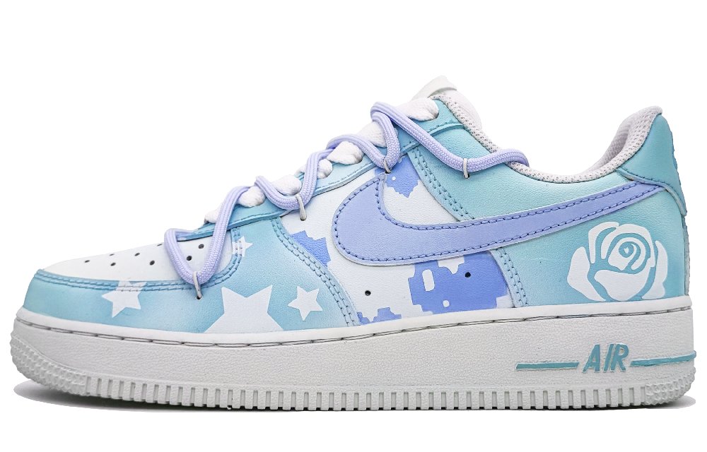 Nike Air Force 1 Anti-Slip Wear-Resistant Low-Top Skateboard Shoes Unisex Hydrangea Blue