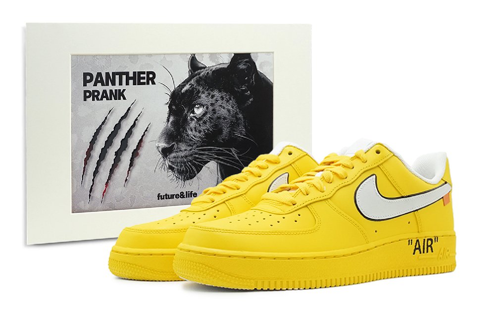 Nike Air Force 1 Coverage Low-Top Skateboard Shoes Unisex Yellow Gray