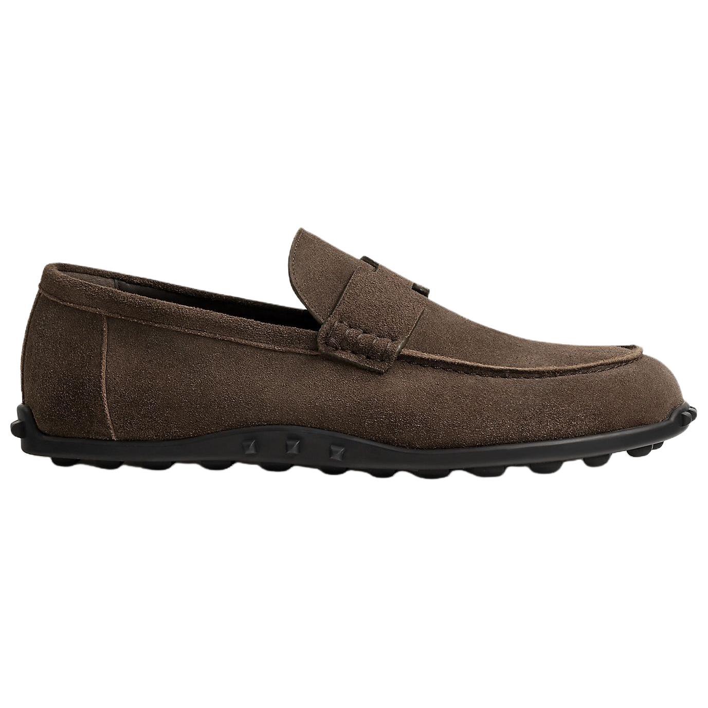 HERMES Lazy Casual Shoes Men's Brown