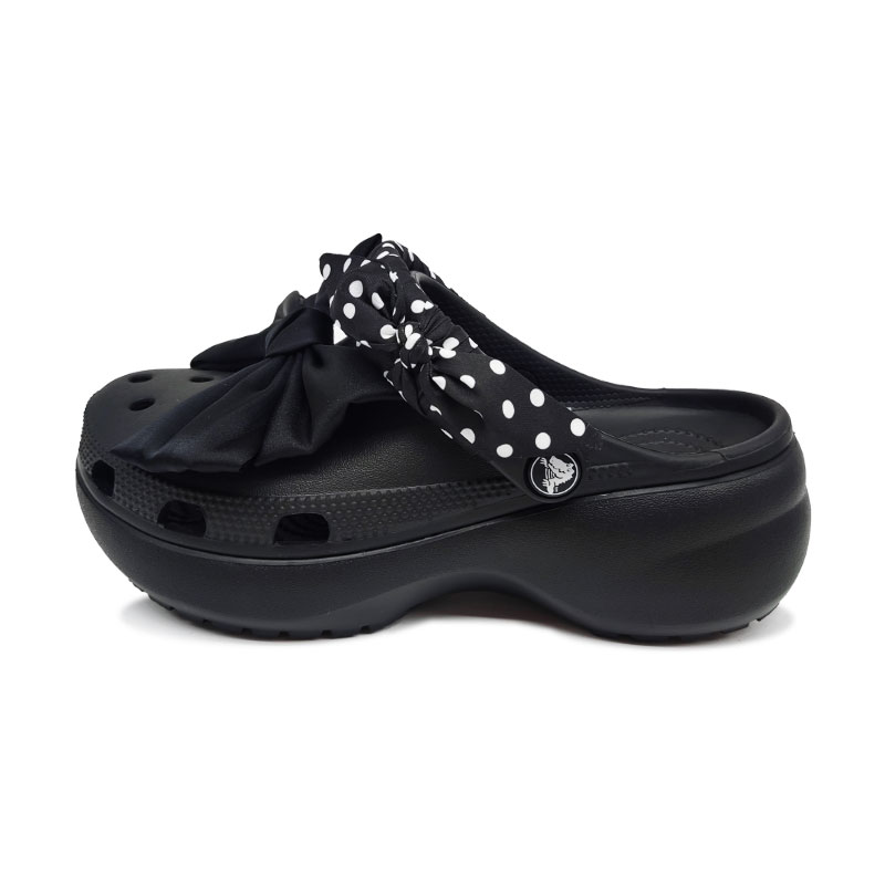 Crocs Classic Platform Clog Polka Dot Butterfly Clogs Women's Black