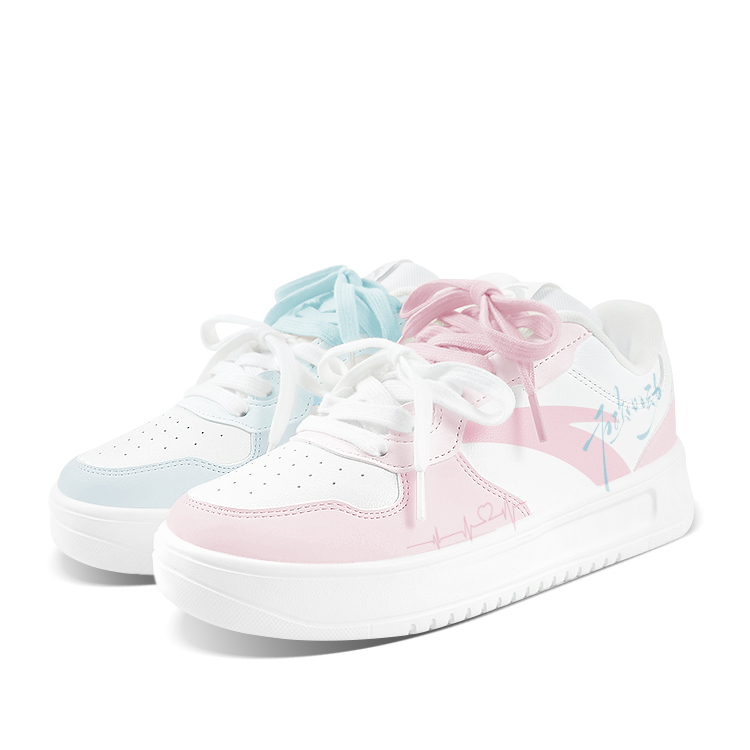 Anta Relaxed Anti Slip Wear Resistant Low Top Skateboard Shoes Unisex Pink Blue Mismatched