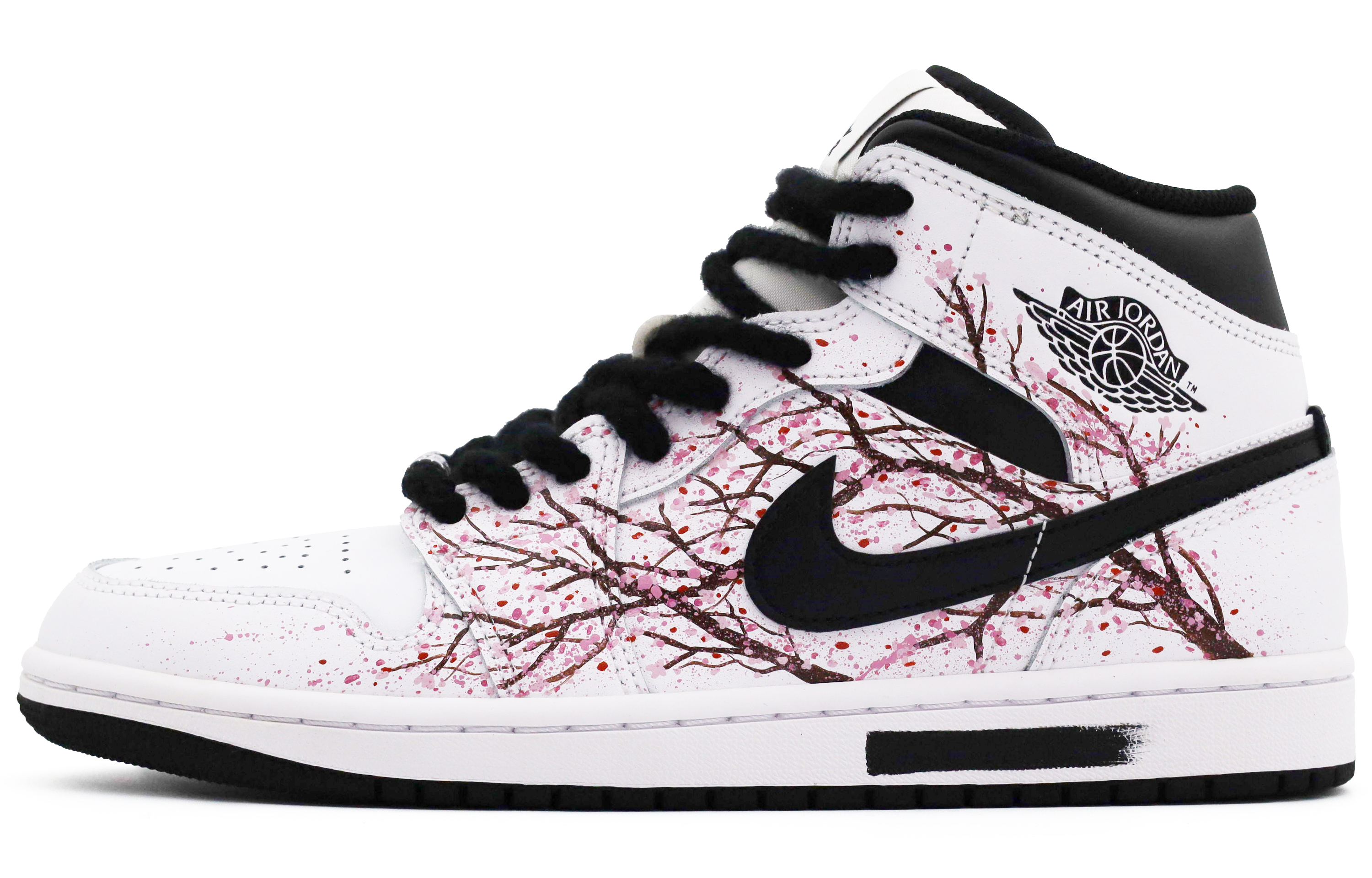Jordan Air Jordan 1 Slip-Resistant Breathable Moisture-Wicking High-Top Vintage Basketball Shoes Men's White Black Pink