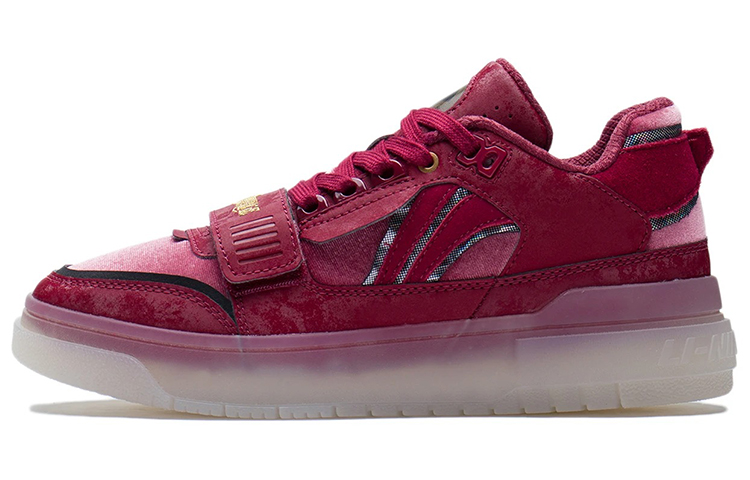 LiNing Rookie Slip Resistant Cushioning Low Top Vintage Basketball Shoes Women's Bicycle Red