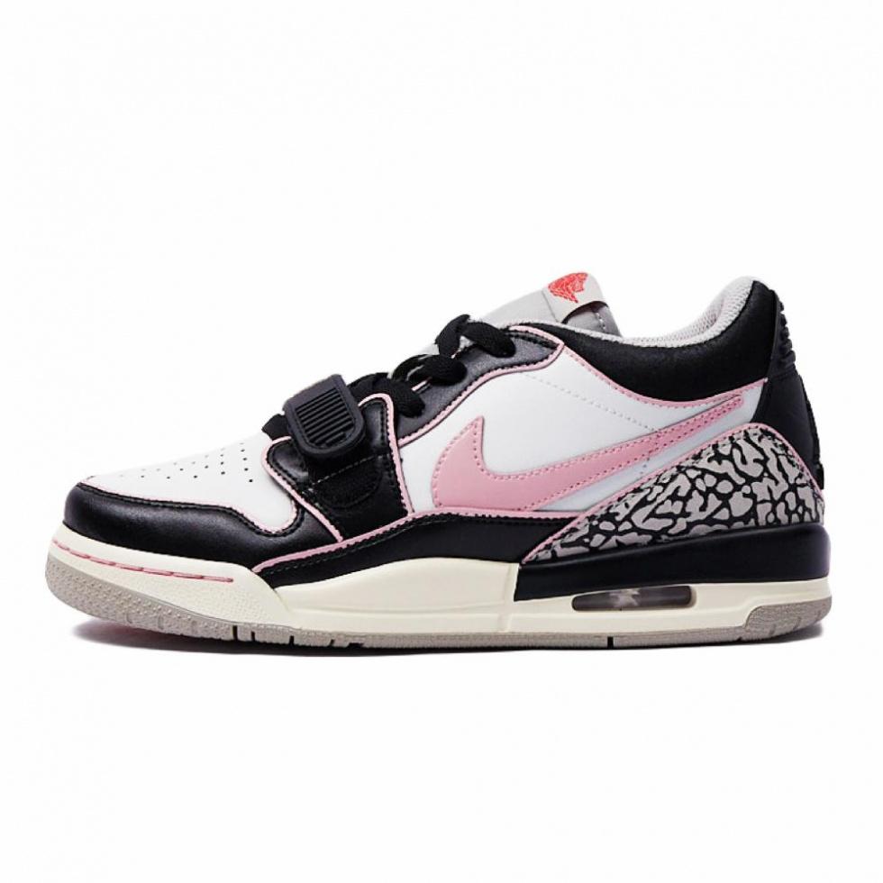 Jordan Legacy 312 Cushioned Waterproof And Breathable Low Top Vintage Basketball Shoes Women's Black White Pink