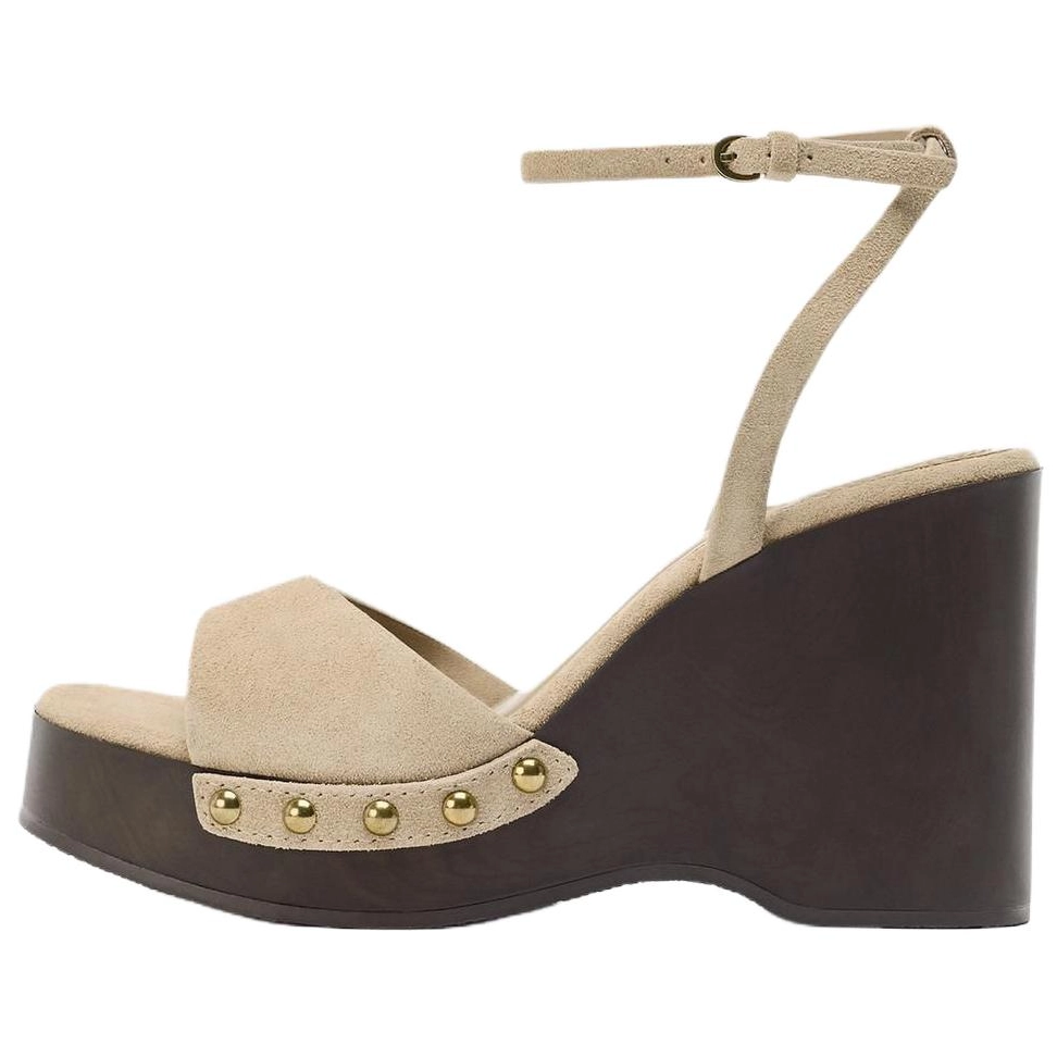 ZARA One Strap Sandals 10cm Women's Sandy Brown