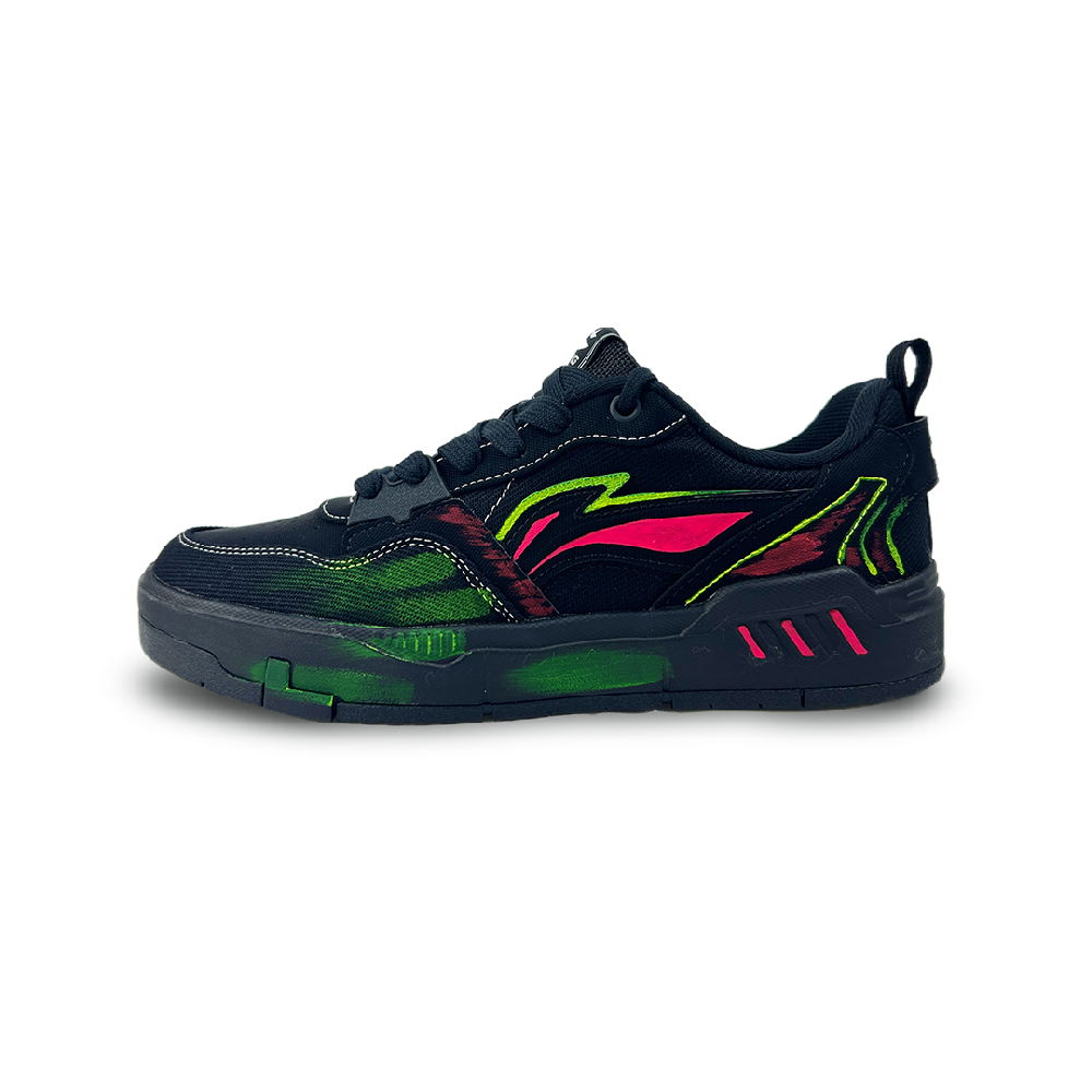 LiNing Yuan Chu Slip Resistant, Abrasion Resistant, Breathable Low Top Skateboard Shoes Men's Black