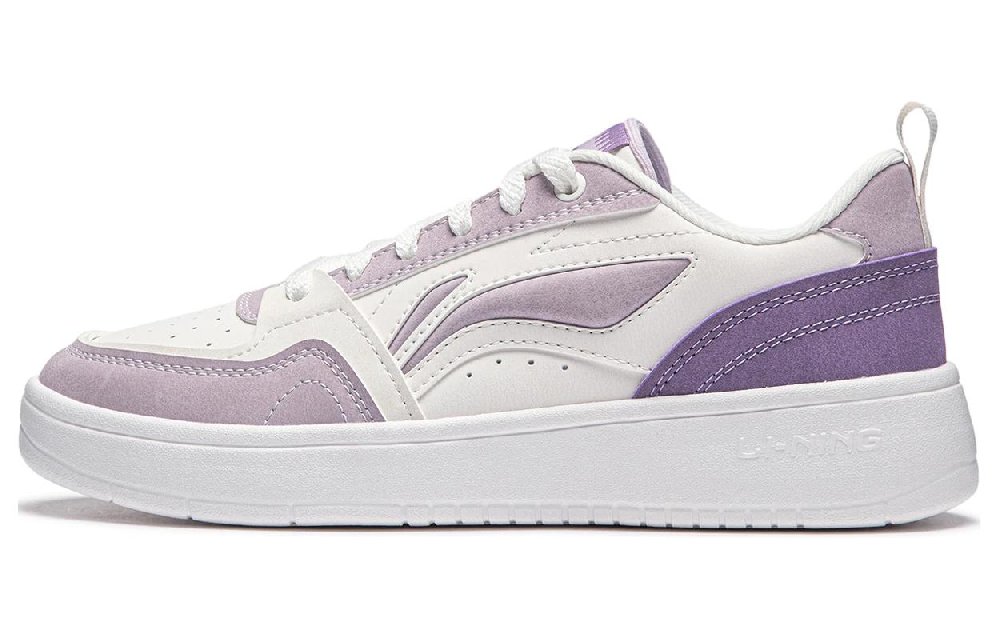 LiNing Yuanbao V2 Slip Resistant Cushioning Abrasion Resistant Low Top Skateboard Shoes Women's White Purple