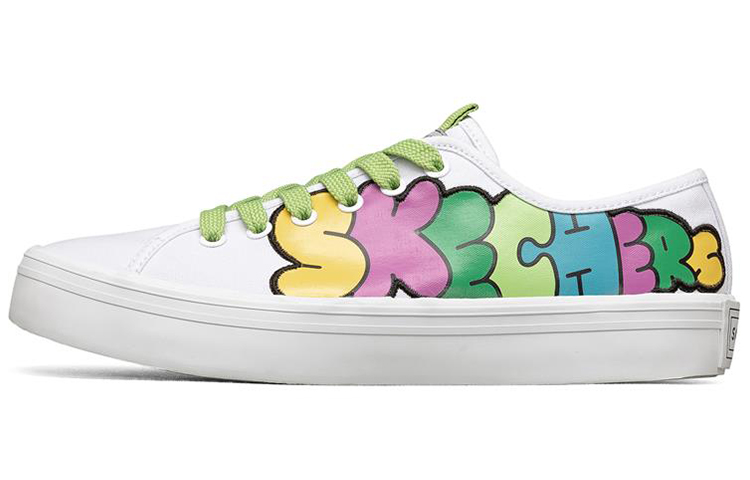 Jeremyville x Skechers V'lites Wear-Resistant Low-Top Skateboard Shoes Women's White Multicolor