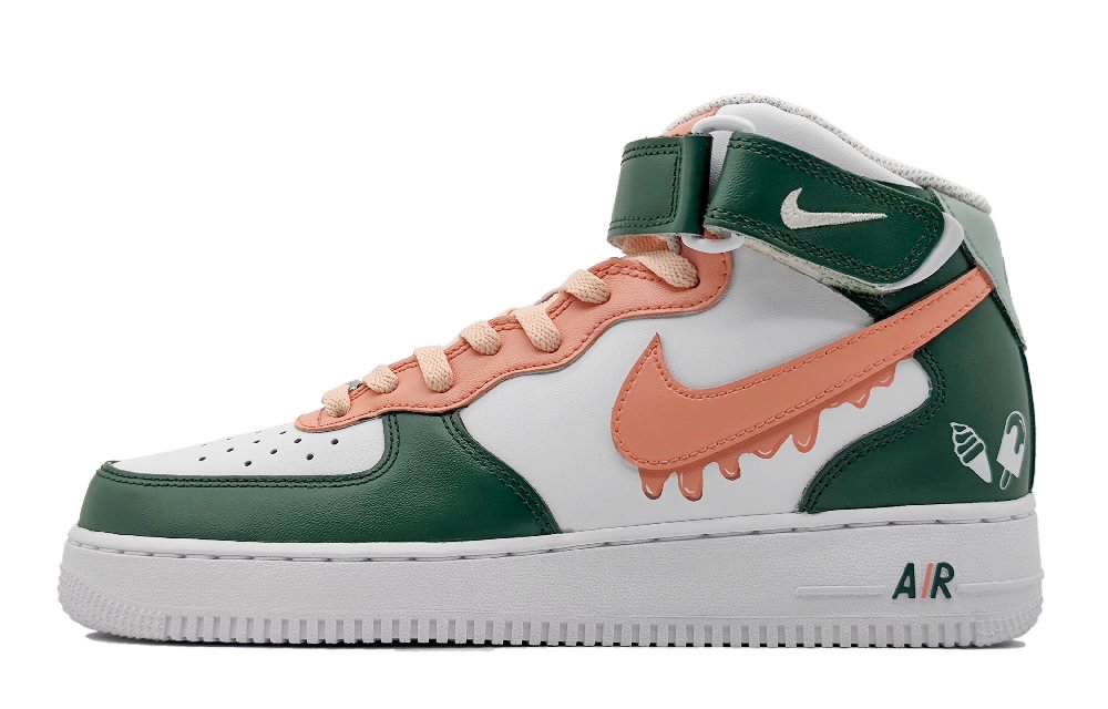 Nike Air Force 1 Air Force 1 Mid-Top Skateboard Shoes GS Pink Green